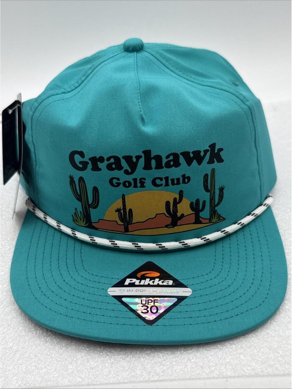 Pukka Grayhawk Golf Club Hat Teal Snapback Rope Trim Scottsdale 30 SPF Cactus
